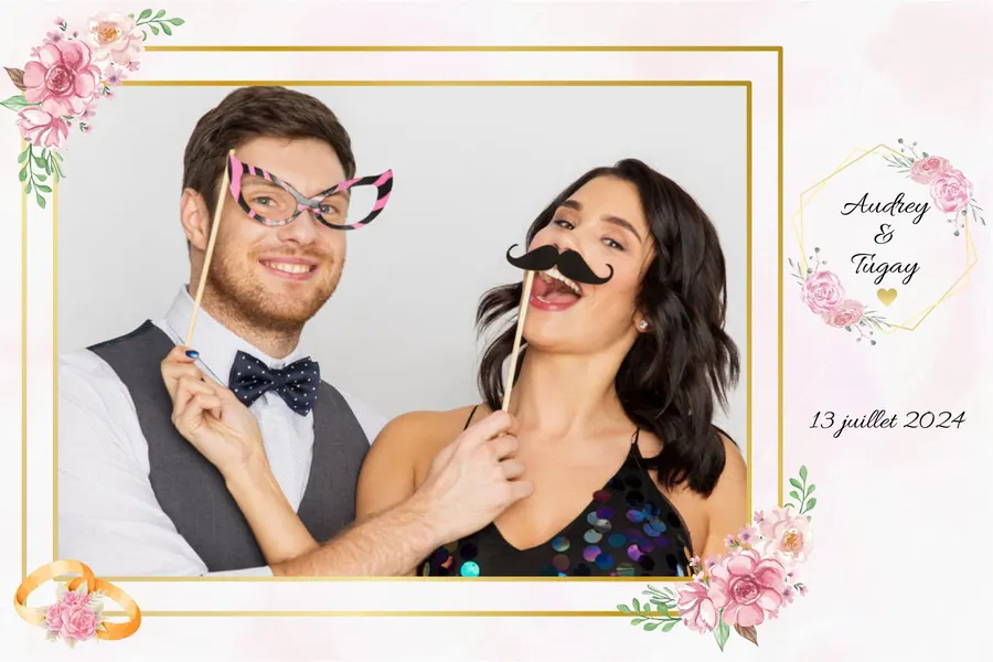 Cadre photo mariage fleuri