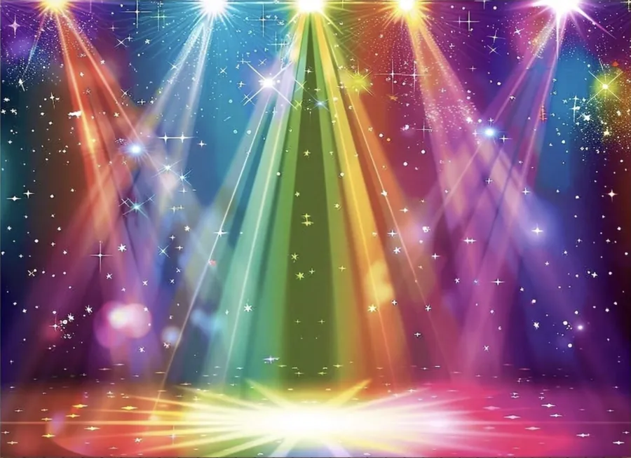 Fond photo F3 : projecteurs de scène multicolores
